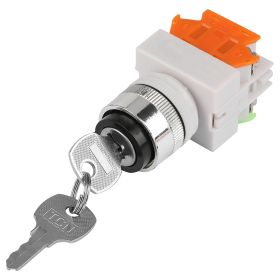 2 Position Key Operated Rotary Switch 2 Keys 22mm Mount LAY37-11Y/21