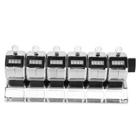 Mechanical Counter Metal Manual Clicker 4&#8209;Digit Conjoined 6 Units Stainless Steel Tally