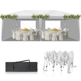 10x20ft White 4 Sides -2 Windows Folding Shed Oxford Cloth Spray Painted Iron Pipe Portable
