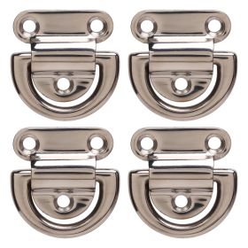 4 Sets Stainless Steel Folding Pad Eye Polishing Rustproof D Rings Deck Folding Pad Eye for Marine Yacht