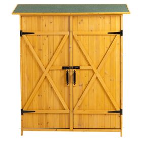 56L X 19.5W X 64H In Outdoor Storage Shed With Lockable Door,Wooden Tool Storage Shed With Detachable Shelves And Pitch Roof (Option: Natural)