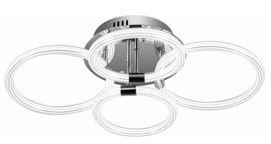 Modern LED Ceiling Light, Flush Mount Ceiling Light With Dimmable Remote Control, 6Rings Acrylic Ceiling Light Fixture For Bedroom, Living Room, Kitch (Option: Chrome Plateing)