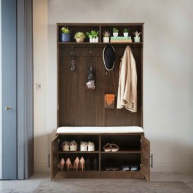2 Storage Racks, 4 Storage Cabinets With 4 Clothes Hooks And 1 Sponge Pad, Multiple Wardrobe Storage Racks For Bedroom And Porch, Coat Rack, Shoe Cabi (Option: Dark Colour)