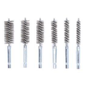 6PCS Bore Brush 4in Rust Proof Twisted Wire Cleaning Brush with 1/4in Hex Shank for Electric Drill Impact Driver Yellow Copper (Option: wire)