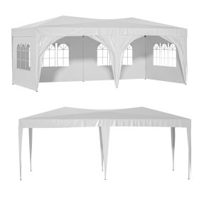 10X20 Ft Pop Up Canopy Tent With 6 Sidewalls, Ez Pop Up Outdoor Canopy For Parties, Waterproof Commercial Tent With 3 Adjustable Heights, Carry Bag, 6 (Color: White)